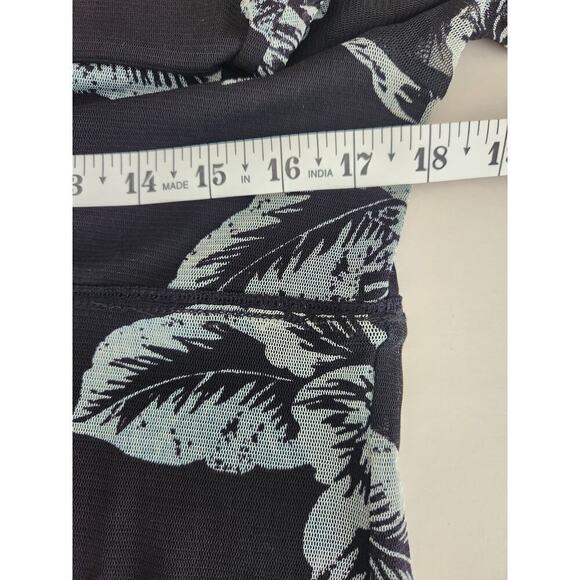 Tommy Bahama silk mesh blouse L lined sheer sleeves palm print Babydoll Y2k Boho - Picture 7 of 9
